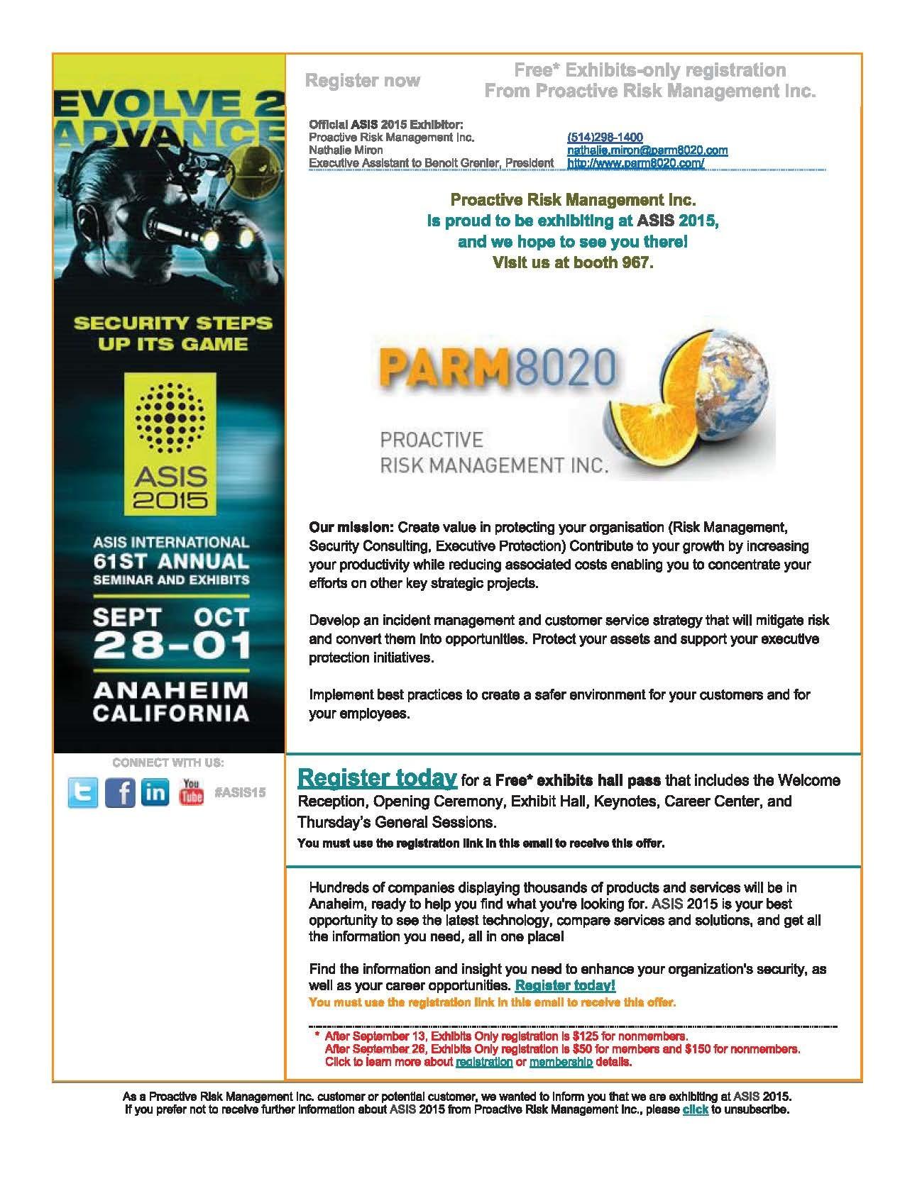 ASIS 2015 Proactive Risk Management